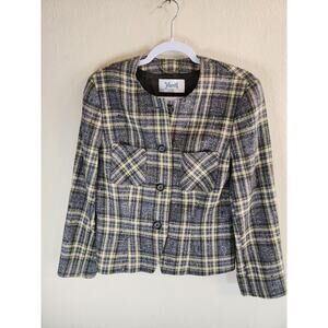 YARELL Yellow and Gray Pure New Wool Made in Poland Blazer Jacket Womens SZ 8